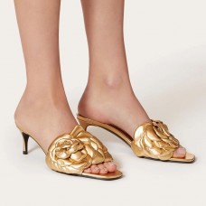 Valentino Garavani Atelier Shoes 03 Rose Edition Slides Women Kidskin Gold