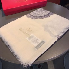 Valentino Garavani Cashmere Lace Printing Shawl In Beige