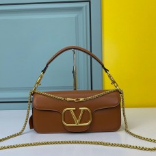 Valentino Garavani Loco Shoulder Bag In Calfskin Brown