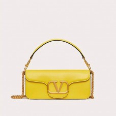 Valentino Garavani Loco Shoulder Bag In Calfskin Lemon