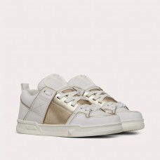 Valentino Garavani Open Skate Sneakers with VLogo UniseX Calfskin and Fabric WhiteGold