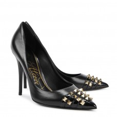 Valentino Garavani Rockstud Pumps Women Kidskin with Patent Leather Toe Cap Black