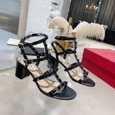 Valentino Garavani Rockstud Sandals with Ankle Strap Women Calfskin Black