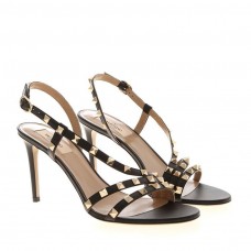 Valentino Garavani Rockstud Sandals with Asymmetric-Straps Women Calfskin Black