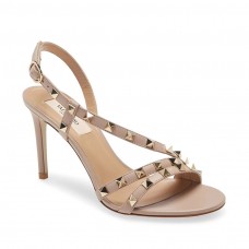 Valentino Garavani Rockstud Sandals with Asymmetric-Straps Women Calfskin Taupe