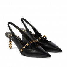 Valentino Garavani Rockstud Slingback Pumps with Sculpted Heel Women Kidskin Black