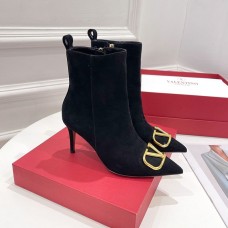 Valentino Garavani Sheepskin Ankle Boots With VLogo Women Black