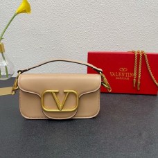 Valentino Garavani Small Loco Shoulder Bag In Calfskin Khaki