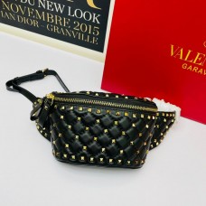 Valentino Garavani Small Rockstud Spike Belt Bag In Lambskin BlackGold