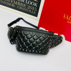 Valentino Garavani Small Rockstud Spike Belt Bag In Lambskin BlackSilver