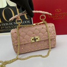 Valentino Garavani Small Rockstud Spike Chain Bag In Lambskin Pink