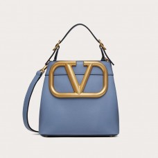 Valentino Garavani Small Supervee Handbag In Calfskin Sky Blue