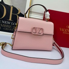 Valentino Garavani Small Vsling Handbag In Grainy Calfskin Pink