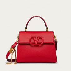 Valentino Garavani Small Vsling Handbag In Grainy Calfskin Red