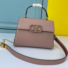 Valentino Garavani Small Vsling Handbag In Grainy Calfskin Taupe