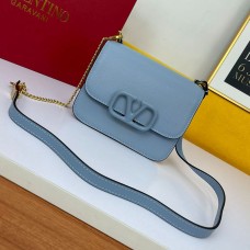 Valentino Garavani Small Vsling Shoulder Bag In Calfskin Blue