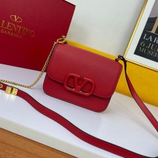 Valentino Garavani Small Vsling Shoulder Bag In Calfskin Red