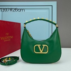 Valentino Garavani Stud Sign Hobo Bag In Calfskin Green