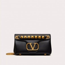 Valentino Garavani Stud Sign Shoulder Bag In Nappa Lambskin Black