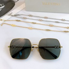 Valentino Garavani VA2048 Squared Metal Sunglasses Vlogo Crystals GoldBlack