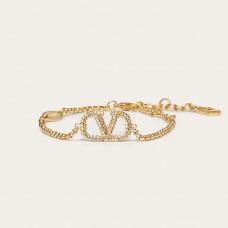 Valentino Garavani VLogo Signature Bracelet Metal And Crystals Gold