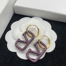 Valentino Garavani VLogo Signature Metal and Crystal Earrings In Pink