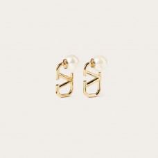 Valentino Garavani VLogo Signature Metal and Resin Earrings In Gold