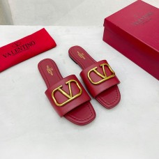 Valentino Garavani VLogo Signature Slides with Accessory Women Calfskin Burgundy