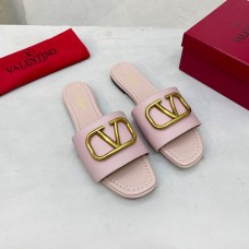 Valentino Garavani VLogo Signature Slides with Accessory Women Calfskin Cherry