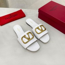 Valentino Garavani VLogo Signature Slides with Accessory Women Calfskin White