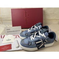 Valentino Garavani Vl7n Low-Top Fabric Sneaker With Bands Denim Blue