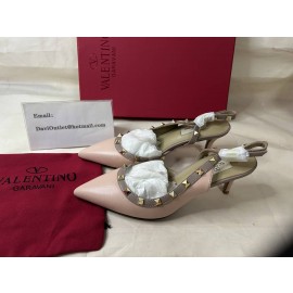 Valentino Garavani Rockstud Slingback Patent Leather Pump Rose Cannelle